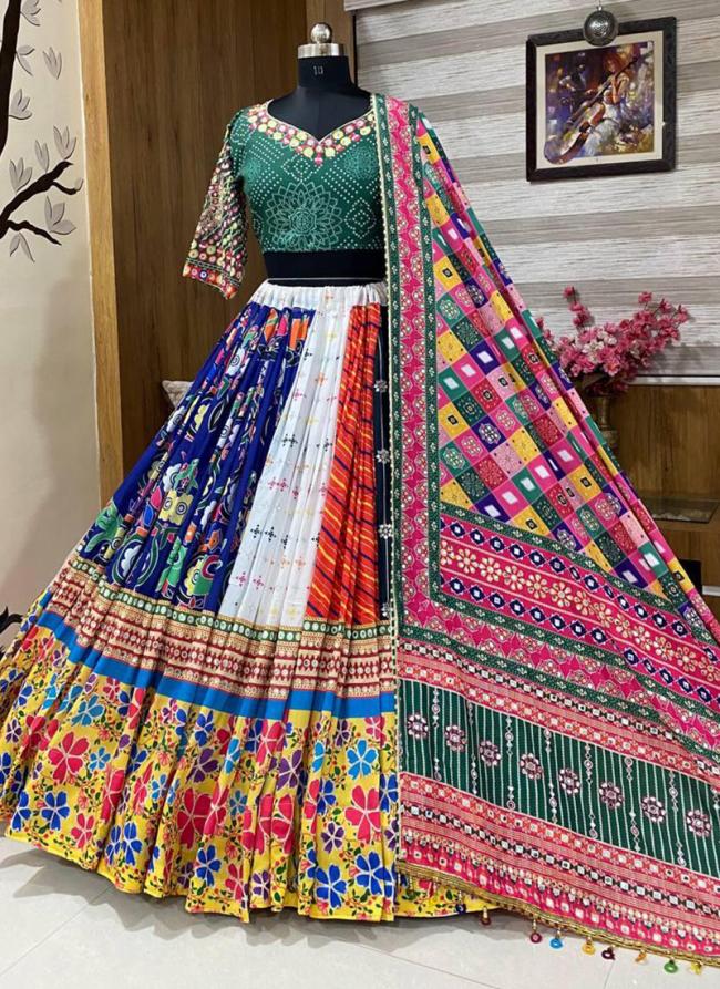 Muslin Cotton Multi Colour Navratri Wear Printed Lehenga Choli